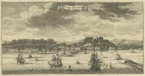 Valentijn, Panoramic View of the Town of Malacca, Malaysia, 1726, Print