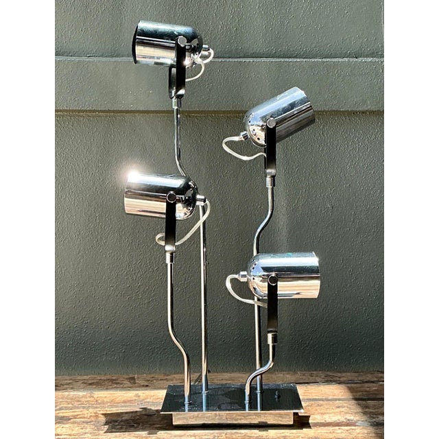 Vintage Van Teal Industrial Chrome Multi-Light Lamp For Sale - Image 13 of 13