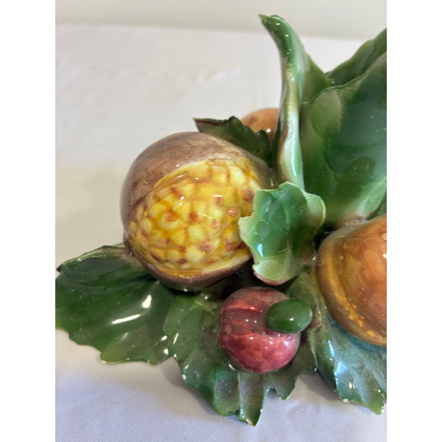 Mid 20th Century Vintage Italian Capodimonte Porcelain Harvest Fruit Taper Candle Holder For Sale - Image 5 of 11