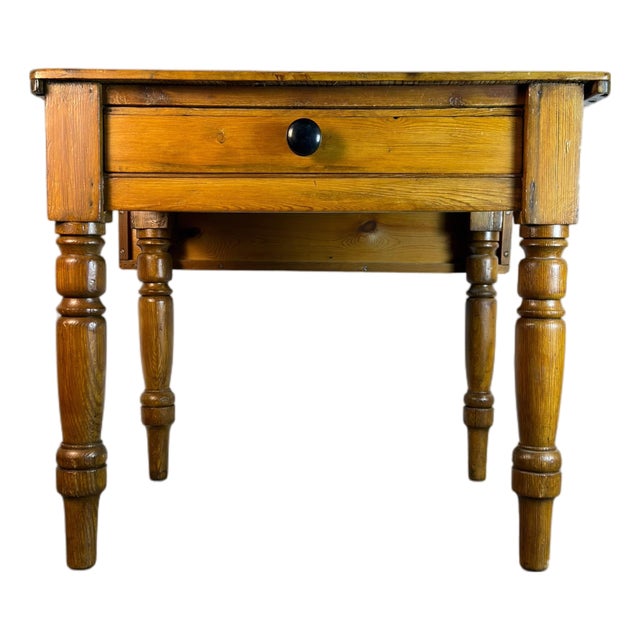 Antique Victorian Pine Drop-Leaf Kitchen Table For Sale