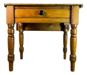 Antique Victorian Pine Drop-Leaf Kitchen Table