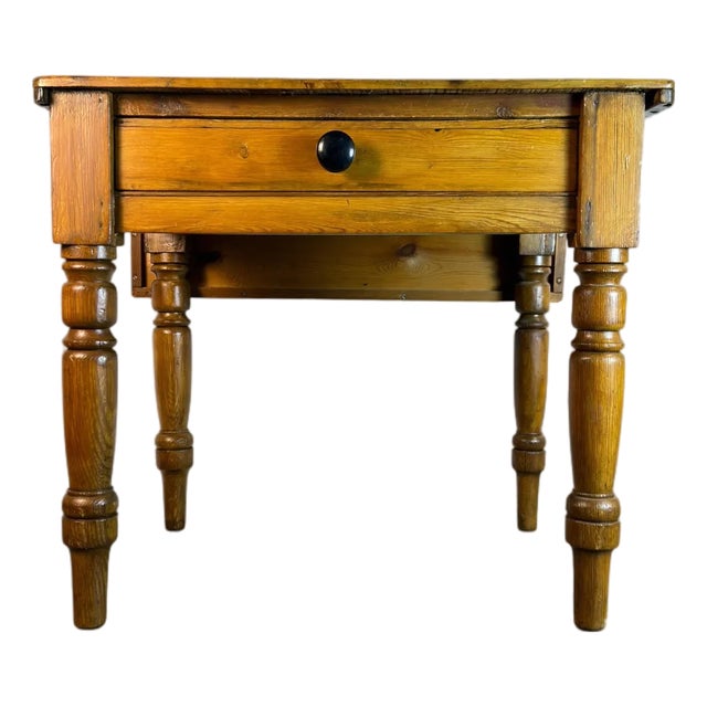 Late 19th Century Antique Victorian Pine Drop-Leaf Kitchen Table For Sale