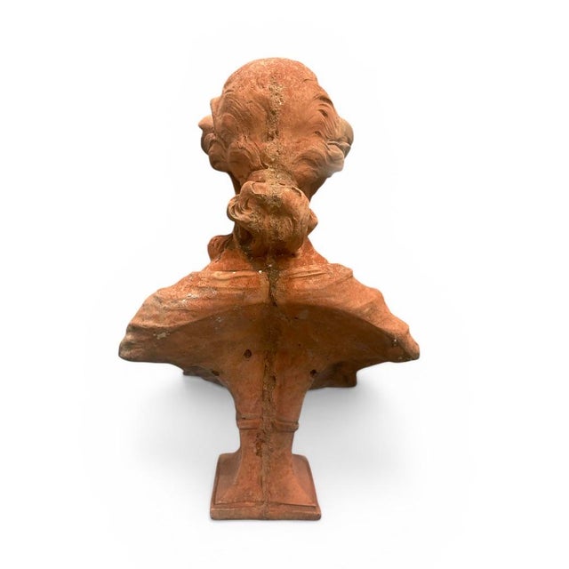 Traditional Vintage Terracotta Bust of a Young Woman With Floral Headdress For Sale - Image 3 of 9