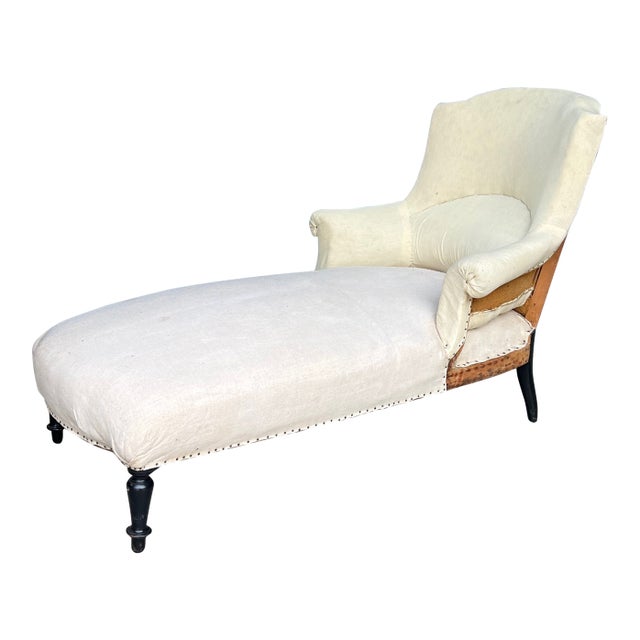 French 19th Century Chaise Longue in Muslin For Sale