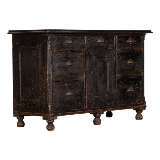 19th Century English Painted Pine Dresser Base For Sale
