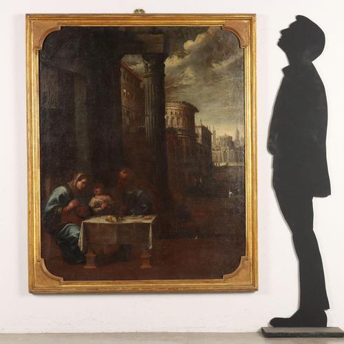 Oil painting on canvas. Central Italian school of the 17th century. The unusual and particular representation presents on...