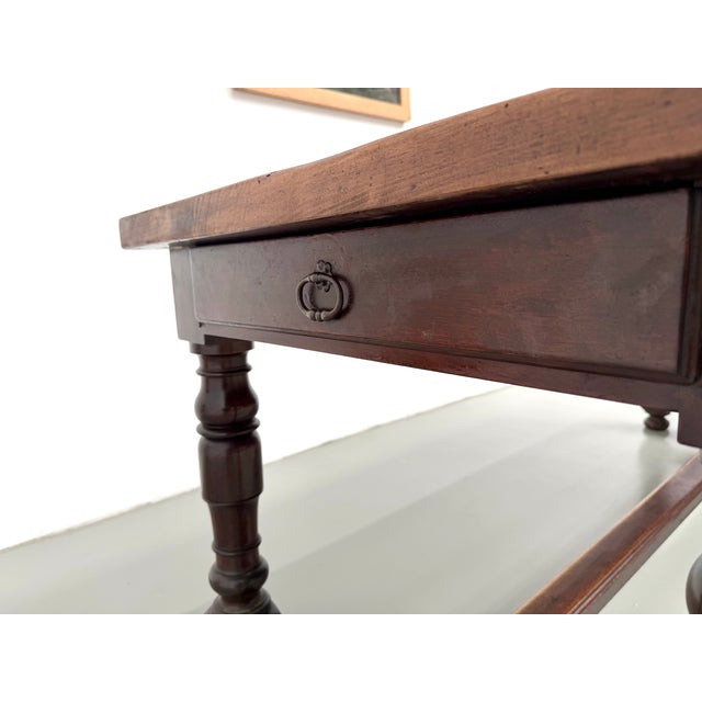 Vintage Farmhouse Table in Walnut with Turned Legs, 1950s For Sale - Image 13 of 18