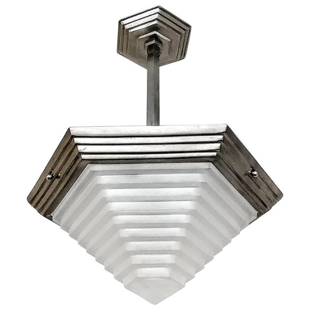 Mid 20th Century French Art Deco Pendant Chandelier or Flush Mount For Sale - Image 5 of 6