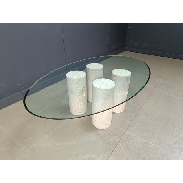 Vintage Travertine and Glass Coffee Table, 1970s For Sale - Image 9 of 18