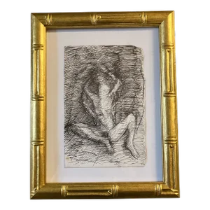 1970s Original Abstract Nude Figure Pen and Ink Drawing