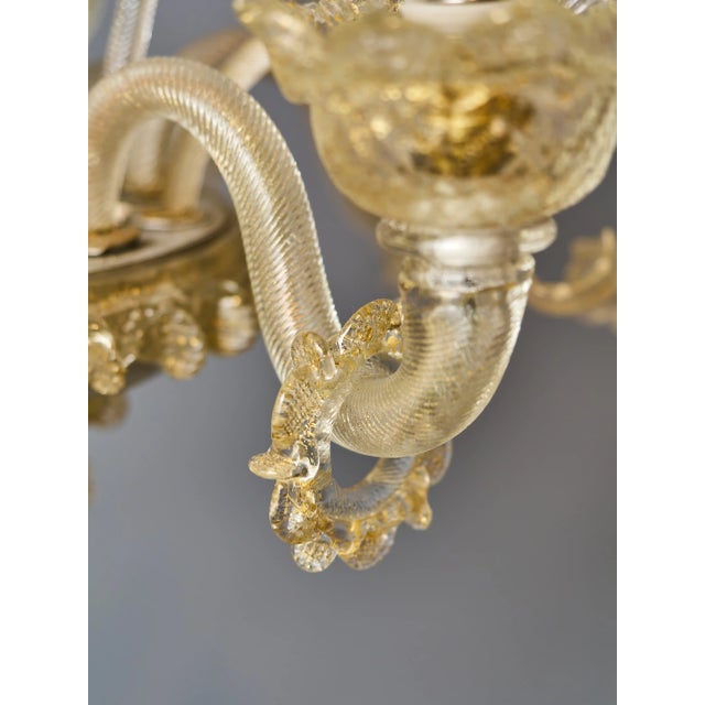 Venetian Five-Arm Murano Glass Chandelier For Sale - Image 11 of 12
