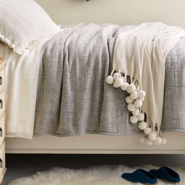 Tender to the touch and soft against the skin, our subtly textured double cloth cotton matelassé is interwoven with a...