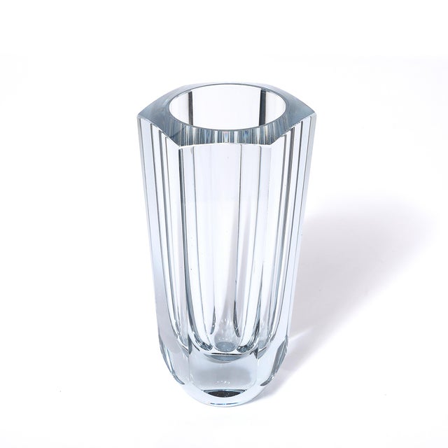Mid-Century Modern Mid-Century Modernist Strombergshyttan Swedish Faceted Crystal Vase For Sale - Image 3 of 13