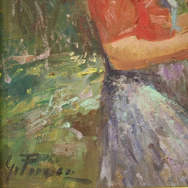 Italian Artist, Girl with a Calf, Mid-20th Century, Oil on Board For Sale - Image 10 of 13
