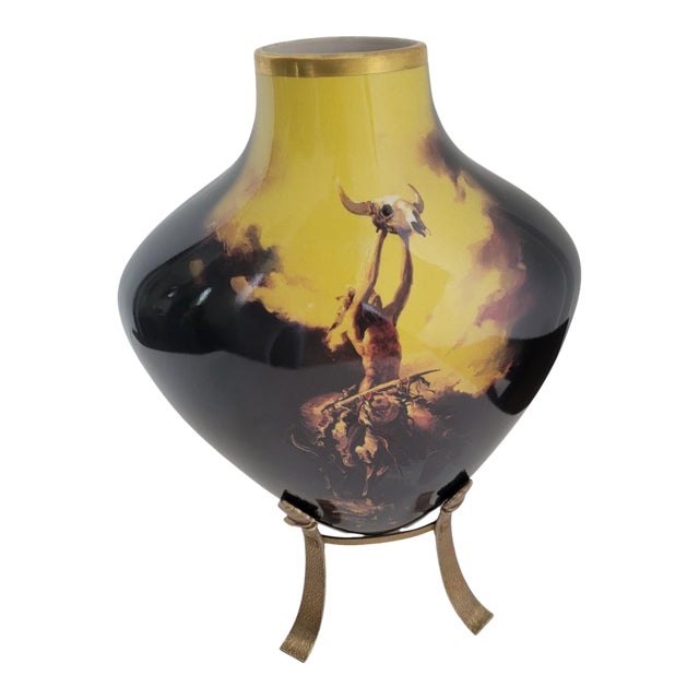 Buck McCain “Prayer to the Healing Spirit” Vase – Franklin Mint Native American Art W/ Stand For Sale