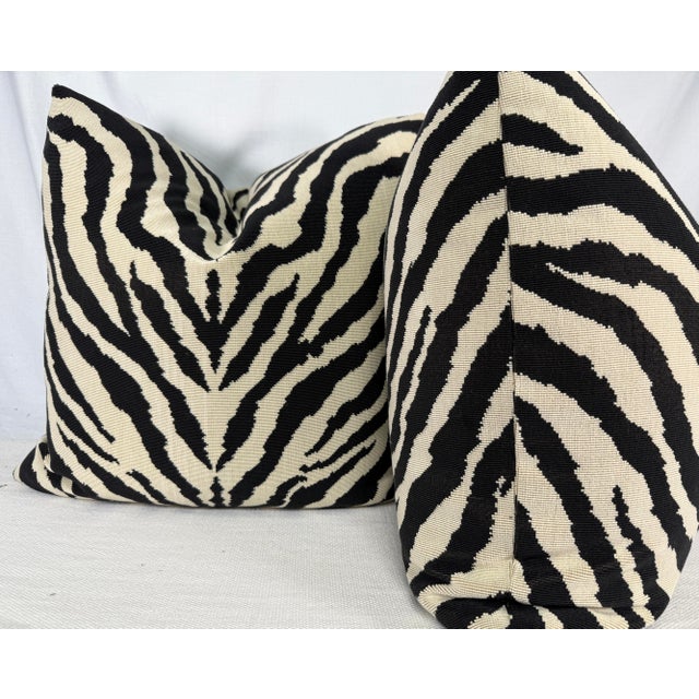 Transitional Clarence House "Boucle Zebre Noir" 22" PIllows-A Pair For Sale - Image 3 of 3