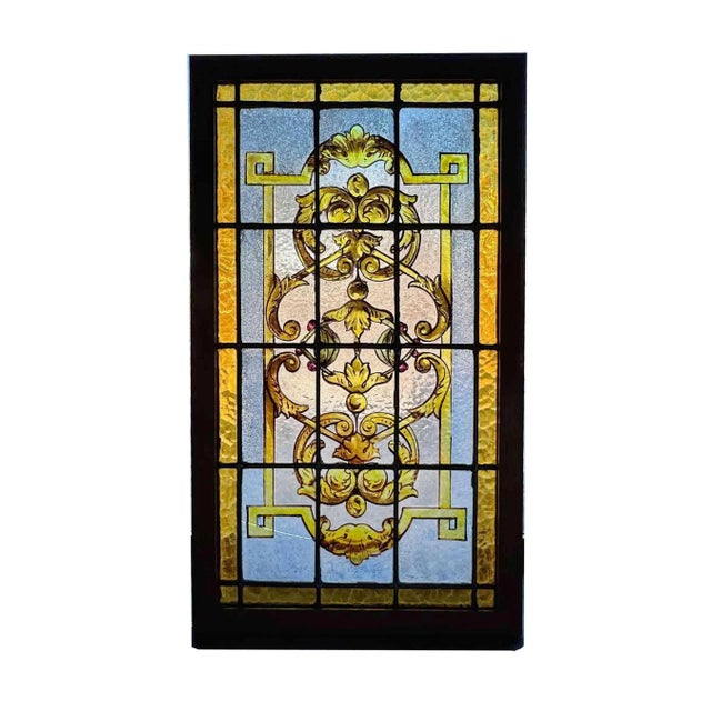 Stained Glass Panel - Antique Stained, Textured and Etched Glass For Sale In New York - Image 6 of 6