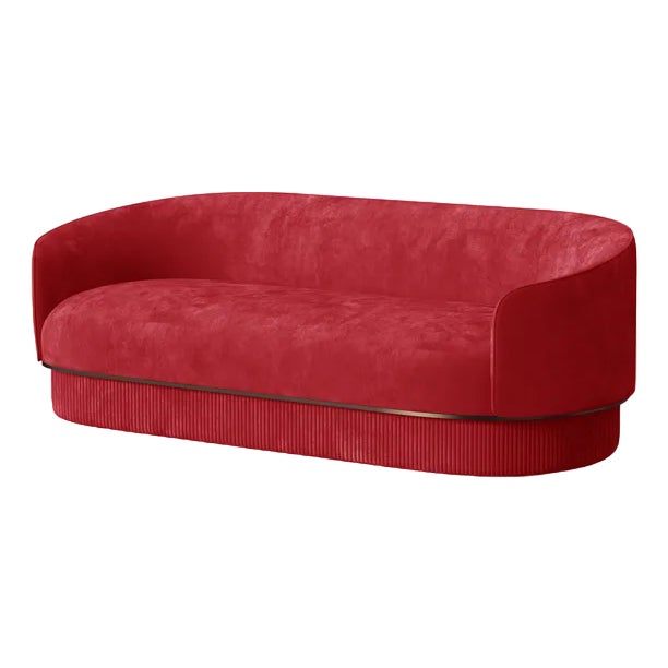 Modern Gentle Sofa in Red Velvet and Bronze Metal by Javier Gomez For Sale