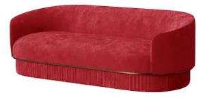 Modern Gentle Sofa in Red Velvet and Bronze Metal by Javier Gomez
