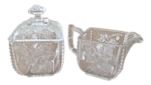 Vintage Pressed Glass Sugar and Creamer