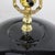 A Pair Early 20th Century Black Monochrome Porcelain Watermelon Jar Table Lamps on Carved Wood Bases For Sale - Image 4 of 15