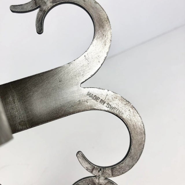 Mid-Century Vintage Eskilstuna Sweden Swedish Brushed Metal Candle Holder For Sale In Palm Springs - Image 6 of 8