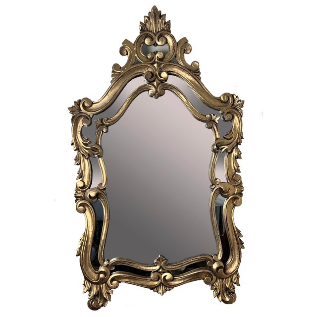 Vintage Italian Double Frame Regency Style Gold Painted Wood Mirror