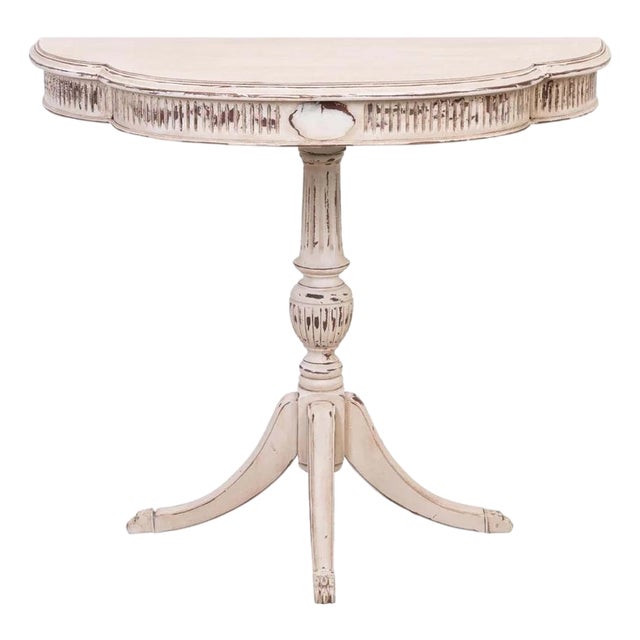 Regency Style Demi Lune Table on Pedestal Base Mid-20th Century For Sale