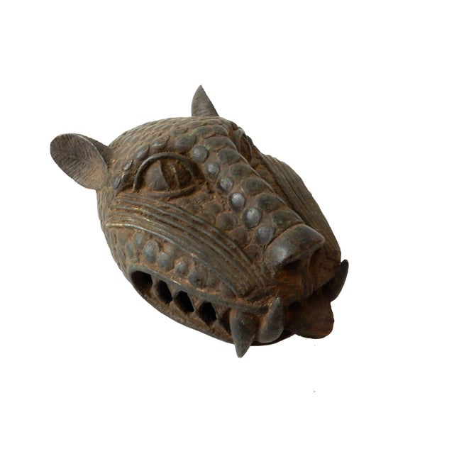 Benin Bronze Leopard Head Chairish