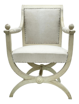 Directoire Two White-Framed Armchairs, 1810, Set of 2
