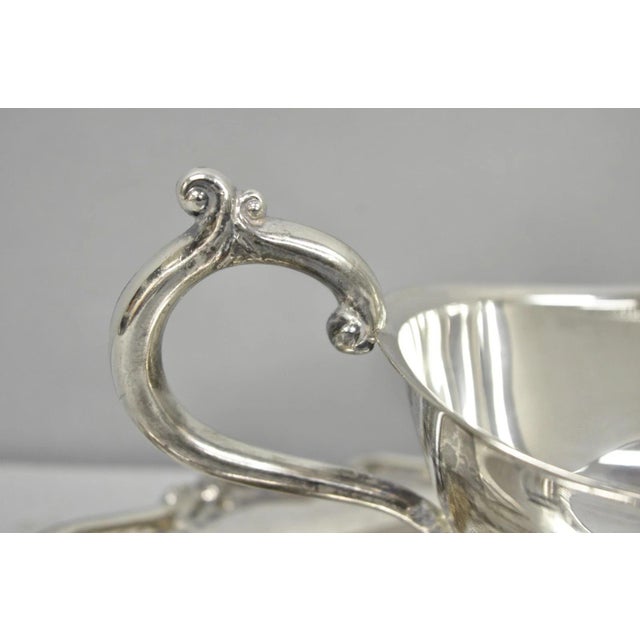 Vintage Fb Rogers Silver Plated Victorian Gravy Sauce Boat W/ Attached Dish For Sale In Philadelphia - Image 6 of 15