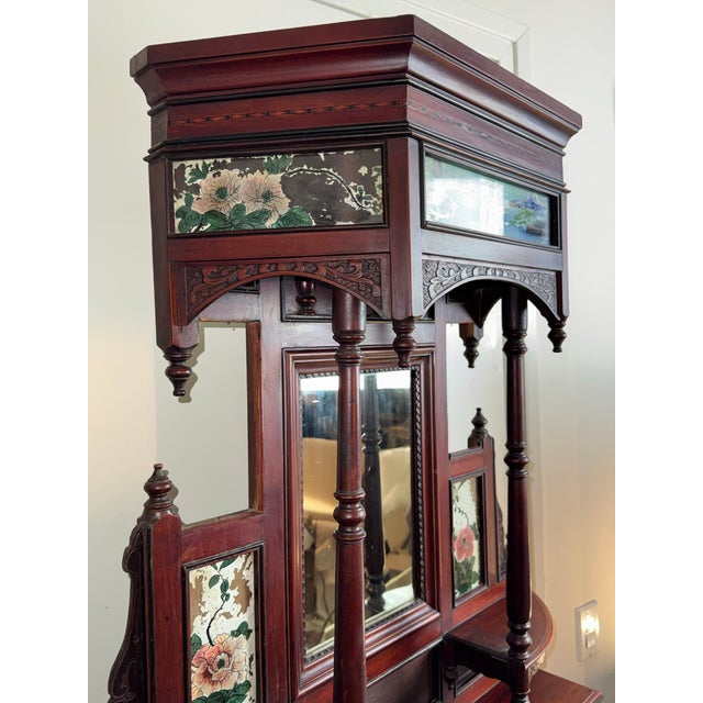 Red 19th Century Aesthetic Vanity or Entry Table With Anglo Japanese and Orientalist Motifs For Sale - Image 8 of 12