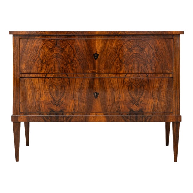 Biedermeier French Polished Walnut 2-Drawer Commode, Germany, 1850 For Sale