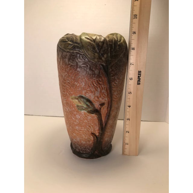 1920-1933 Art Deco Weller Malvern Line Mottled Brown Ceramic Vase Signed For Sale In Los Angeles - Image 6 of 8