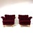 Pair of 1940's Swedish Lounge Chairs. Deep red channel back velvet upholstery. in original condition. Beech wood legs.