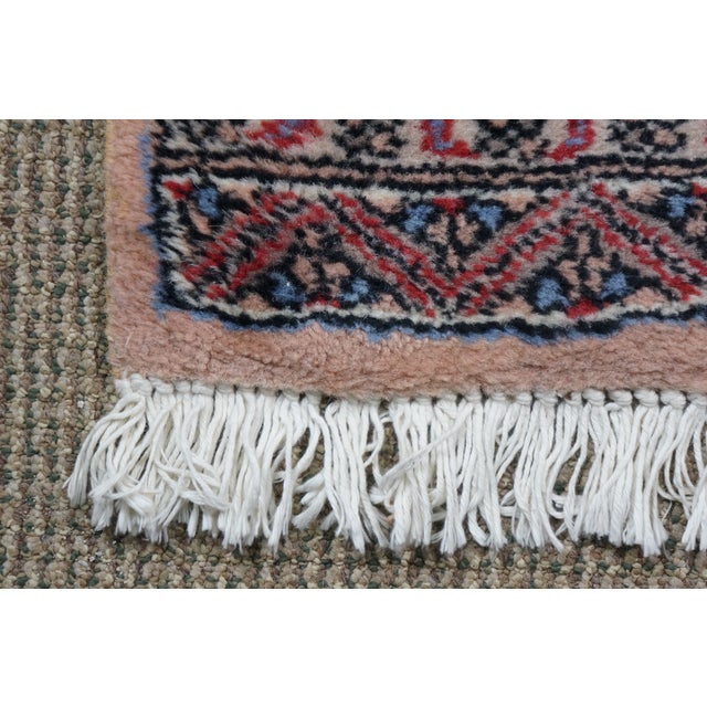 Vintage Pakistan 100% Wool Geometric Diamond Rug Runner Carpet Mat 25" X 69" For Sale - Image 4 of 14