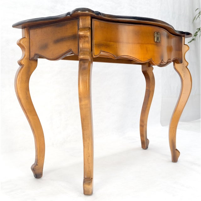 Baker One Drawer Cabriole Leg Fruitwood Paper Finished Drawer Console Table MINT For Sale - Image 14 of 14