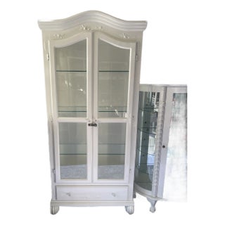1950s Display Armoire White With Glass Front, Sides For Sale