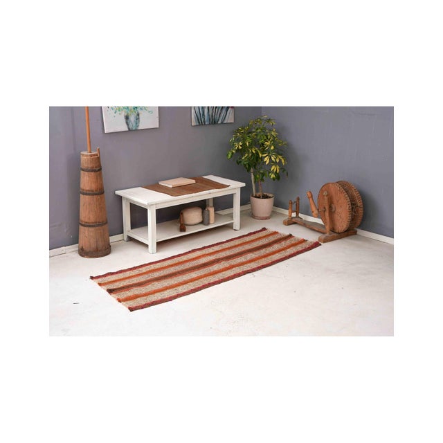 Orange & Brown Vintage Kilim Runner - 2`5″ X 6`11″ Ft. For Sale In Los Angeles - Image 6 of 6