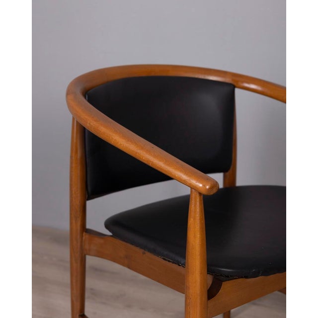 Vintage Wood and Leather Chairs from Isa Bergamo, 1960s, Set of 4 For Sale - Image 11 of 15