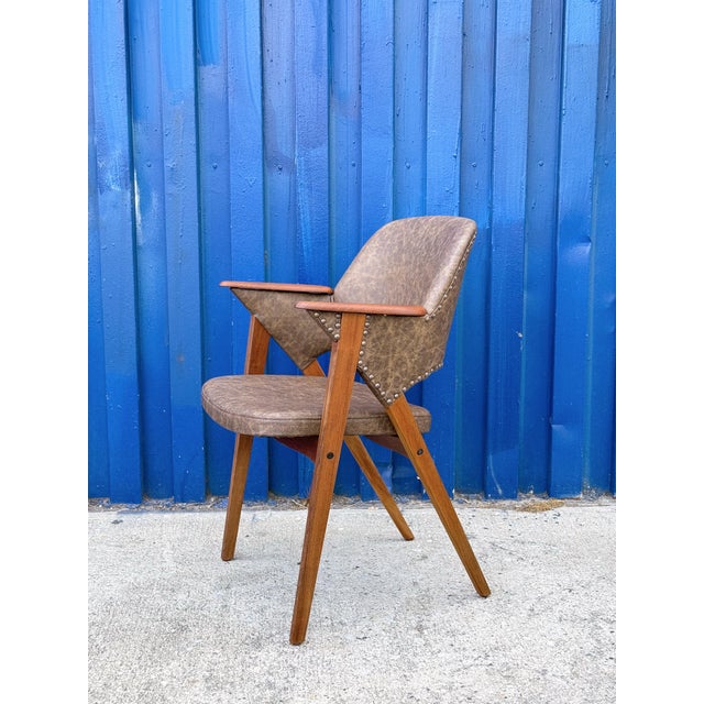 1960s Danish Modern Teak Armchair in Leather For Sale - Image 4 of 10