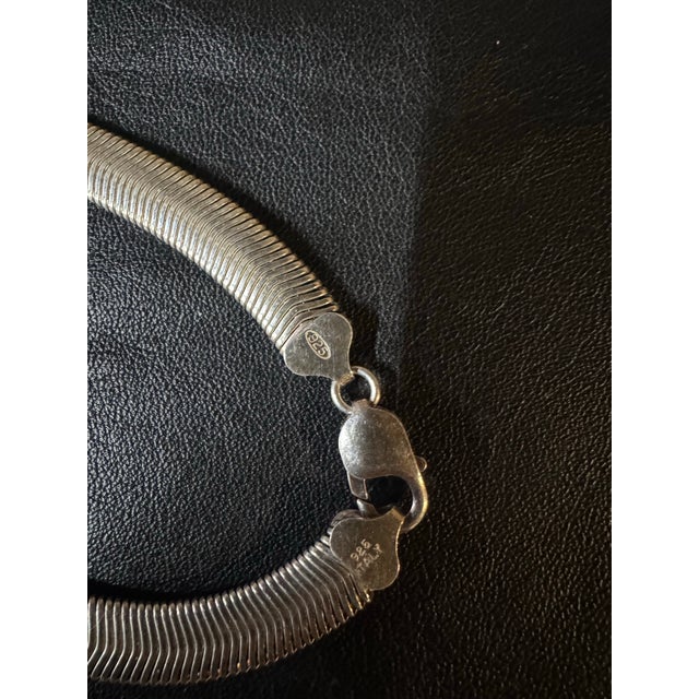 1980s Vintage Italian Snake Chain Staring Silver Necklace For Sale - Image 5 of 9
