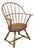 Antique French Country Colonial Chestnut Oak Wood Small Bowed Windsor Arm Chair For Sale