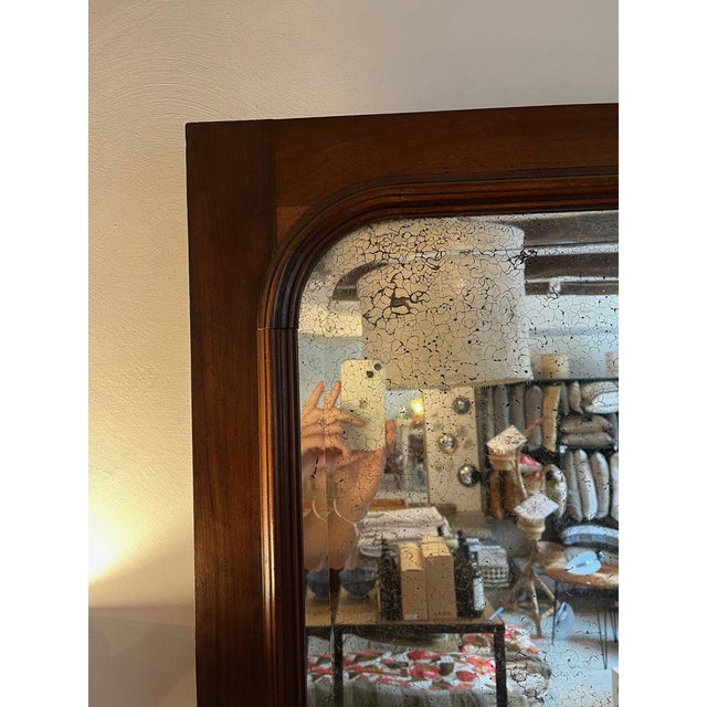 Beveled Mirror with Wooden Contours For Sale - Image 3 of 5