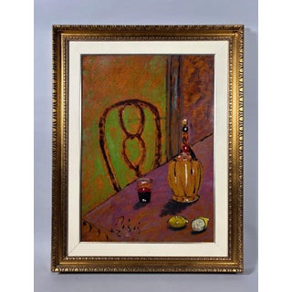 Filippo DE PISIS (1896-1956) - Still Life with a Bottle of Chianti - Oil on panel For Sale