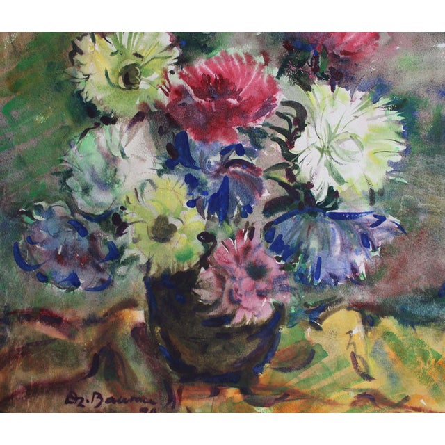 Dzidra Bauma, Asters, 1990, Watercolor, in Good conditions. Designed 1990 to 1999 This piece has an attribution mark, I am...