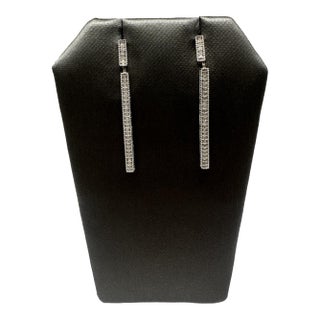 Effy Diamond Bar Drop Earrings in Sterling Silver – 0.33ctw, New, A Pair For Sale