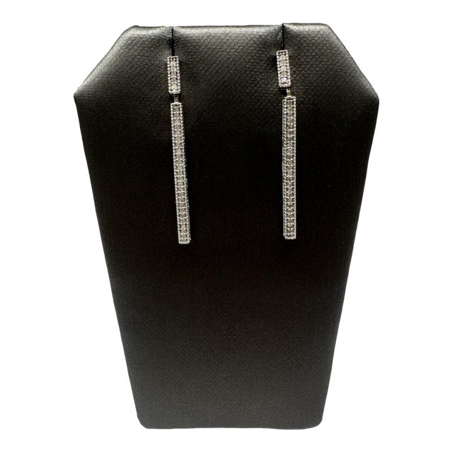Effy Diamond Bar Drop Earrings in Sterling Silver – 0.33ctw, New, A Pair For Sale