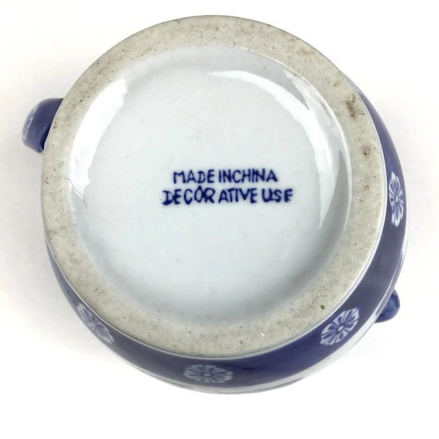 Large Vintage Blue & White Porcelain Cream or Milk Pitcher For Sale - Image 11 of 12