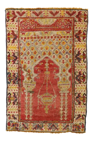 Vintage Turkish Oushak Rug, Turkish Prayer Rug - 01'11 X 02'10